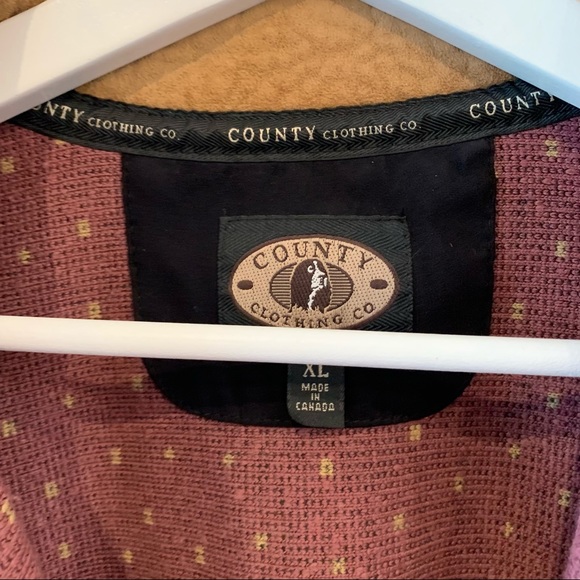 Vintage Country Clothing Co Fleece Jacket Shearling XL Trees Mauve Suede Collar - Picture 3 of 8